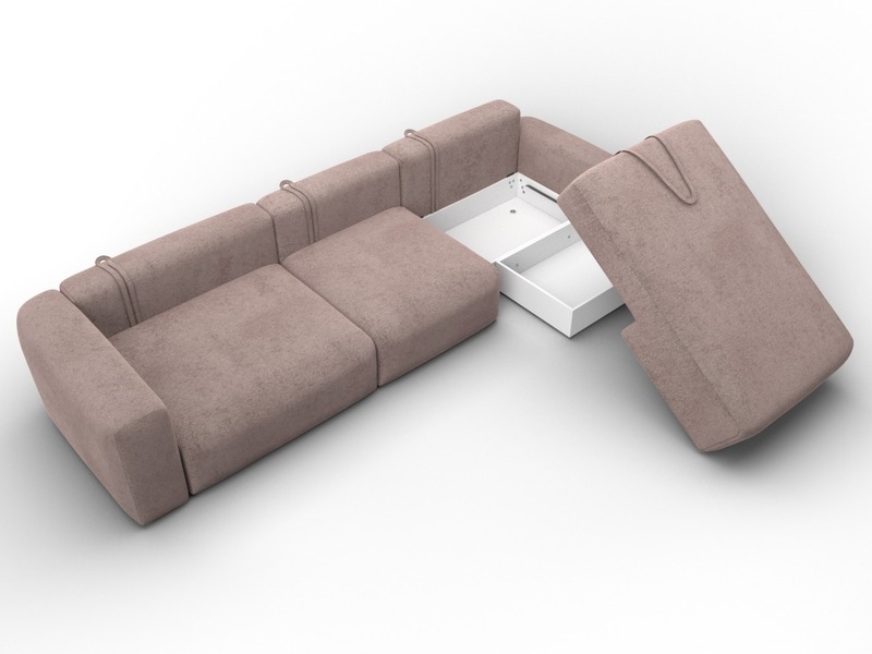 Диван угловой Лига-066 НПБ Лонг угол правый, Велюр, TOWER 05 бежевый