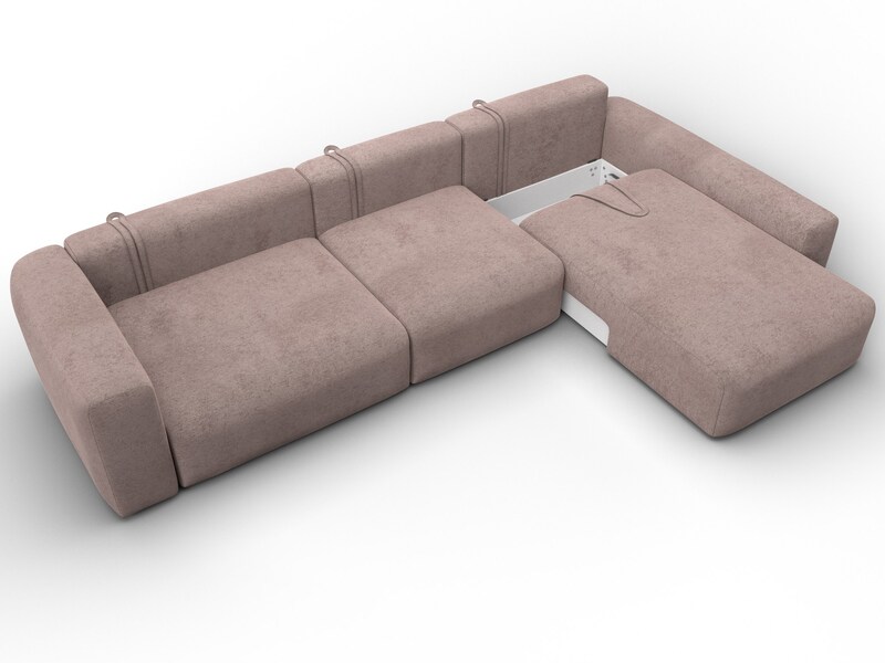 Диван угловой Лига-066 НПБ Лонг угол правый, Велюр, TOWER 05 бежевый