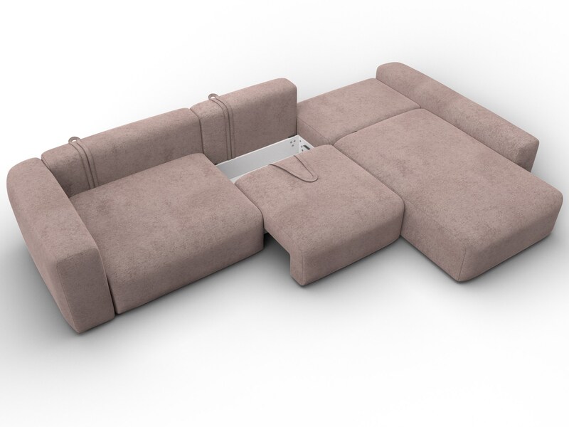 Диван угловой Лига-066 НПБ Лонг угол правый, Велюр, TOWER 05 бежевый