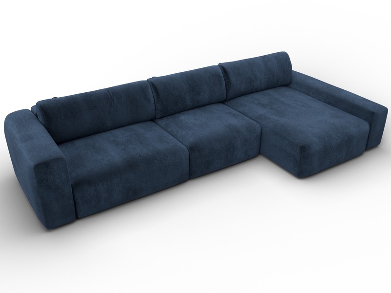 Диван угловой Лига-066 НПБ Лонг угол правый, Велюр, TOWER 13 синий