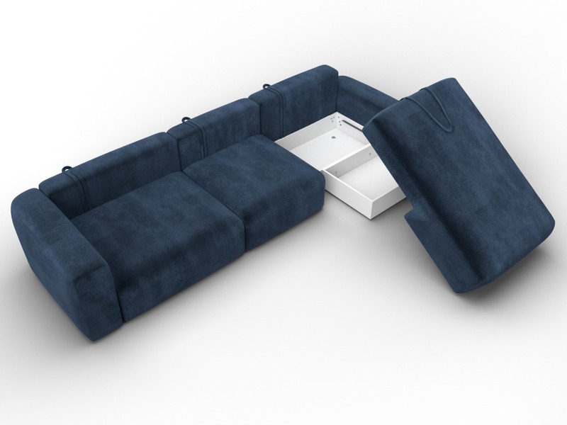 Диван угловой Лига-066 НПБ Лонг угол правый, Велюр, TOWER 13 синий