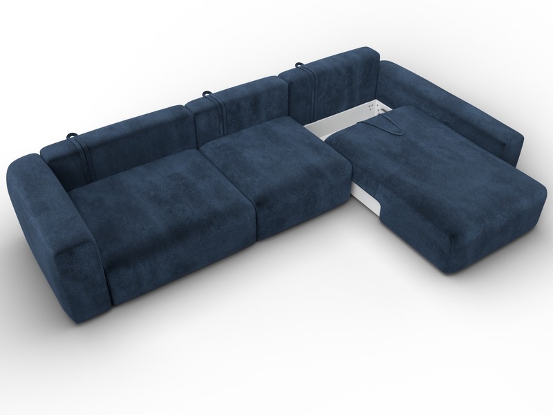 Диван угловой Лига-066 НПБ Лонг угол правый, Велюр, TOWER 13 синий
