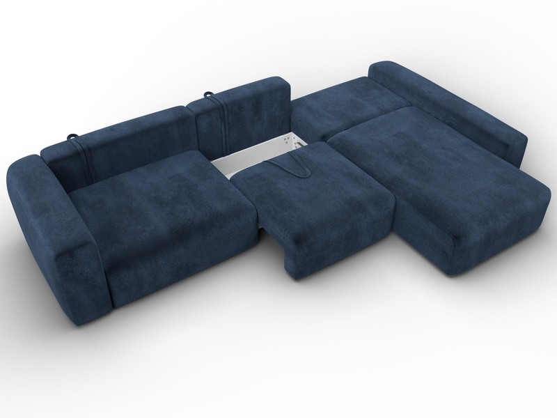 Диван угловой Лига-066 НПБ Лонг угол правый, Велюр, TOWER 13 синий