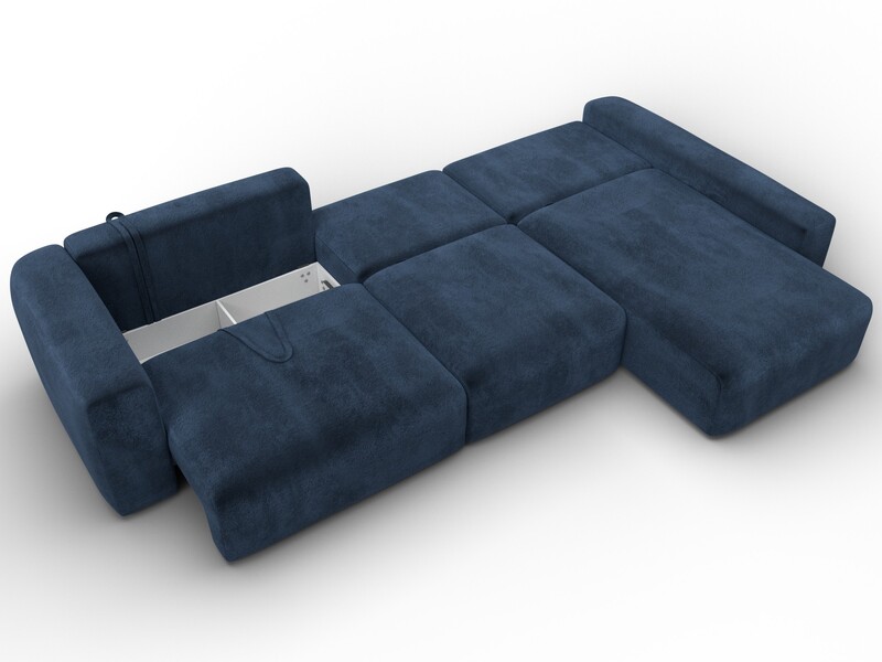 Диван угловой Лига-066 НПБ Лонг угол правый, Велюр, TOWER 13 синий