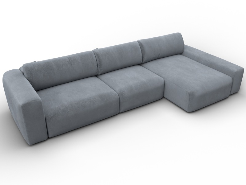 Диван угловой Лига-066 НПБ Лонг угол правый, Велюр, TOWER 10 серый