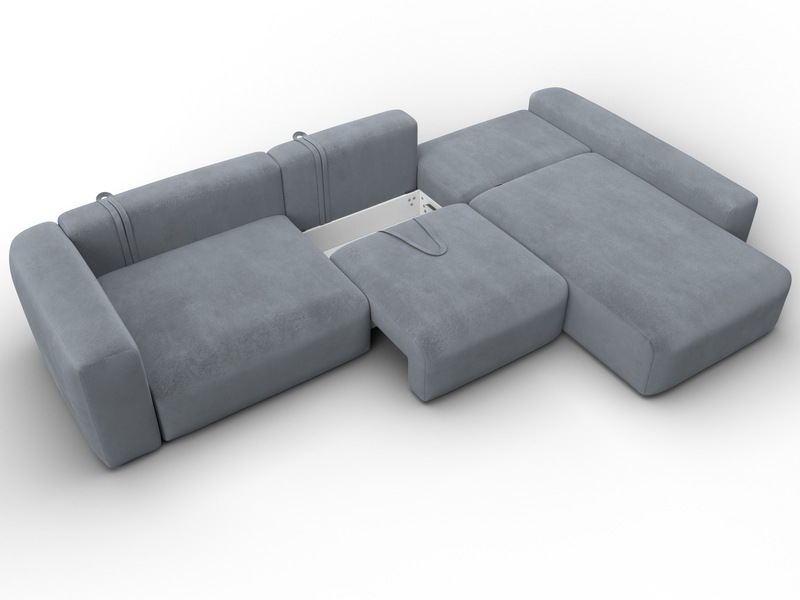 Диван угловой Лига-066 НПБ Лонг угол правый, Велюр, TOWER 10 серый