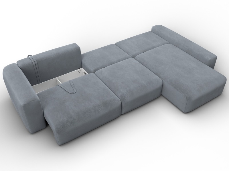 Диван угловой Лига-066 НПБ Лонг угол правый, Велюр, TOWER 10 серый