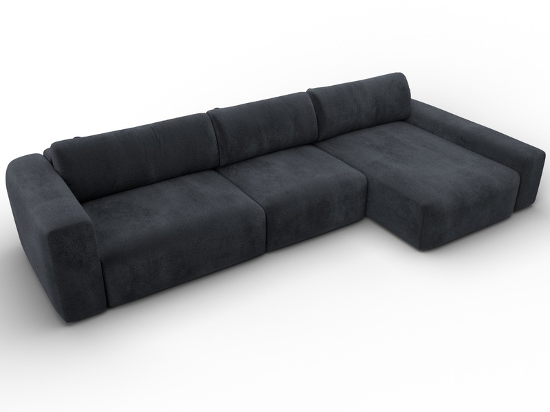 Диван угловой Лига-066 НПБ Лонг угол правый, Велюр, TOWER 11 темно-серый
