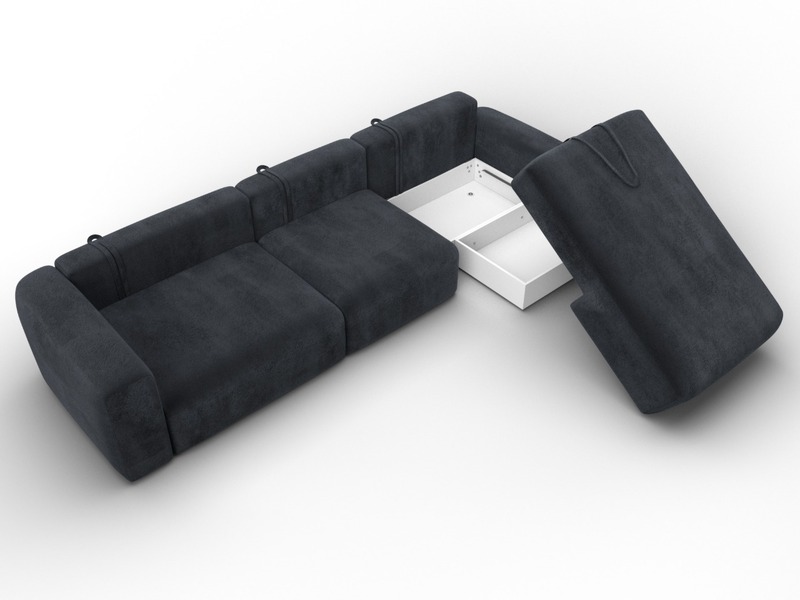 Диван угловой Лига-066 НПБ Лонг угол правый, Велюр, TOWER 11 темно-серый