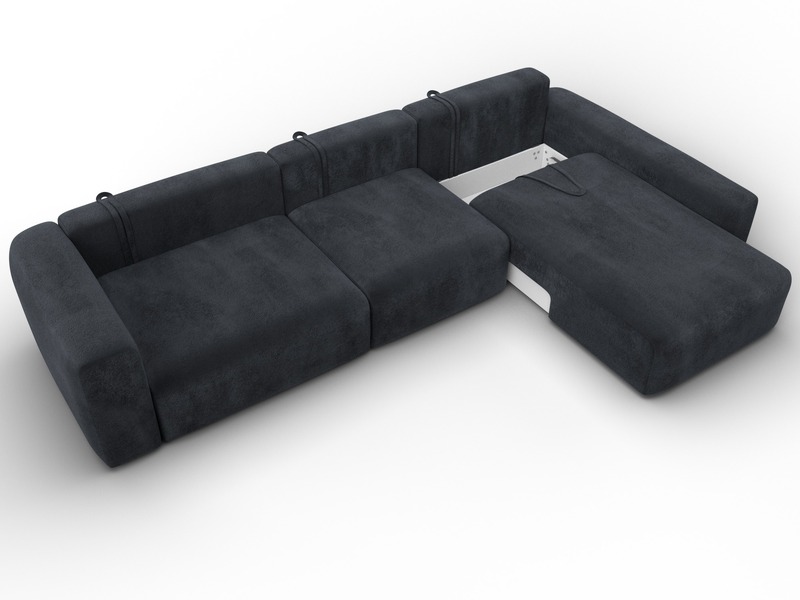 Диван угловой Лига-066 НПБ Лонг угол правый, Велюр, TOWER 11 темно-серый