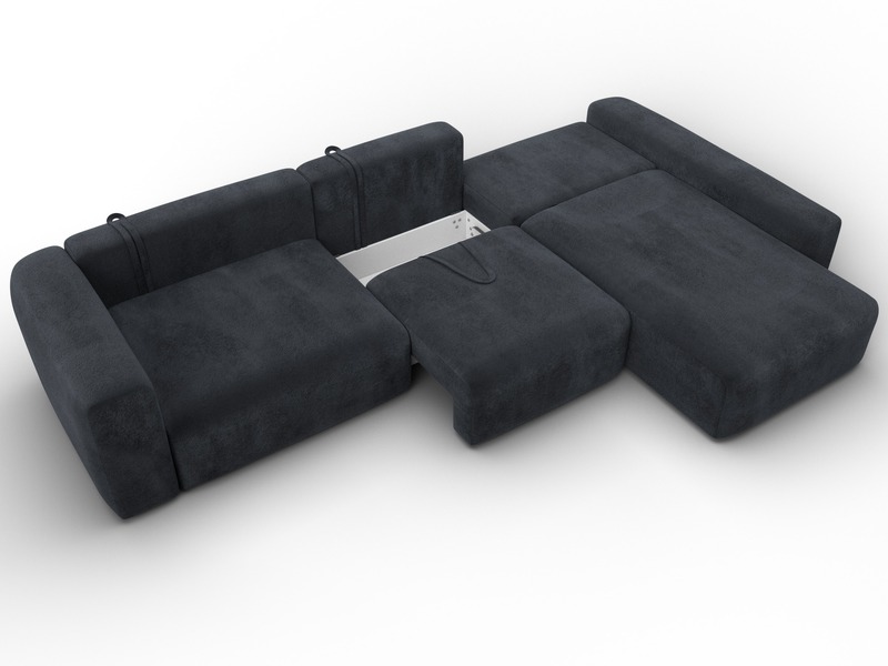 Диван угловой Лига-066 НПБ Лонг угол правый, Велюр, TOWER 11 темно-серый