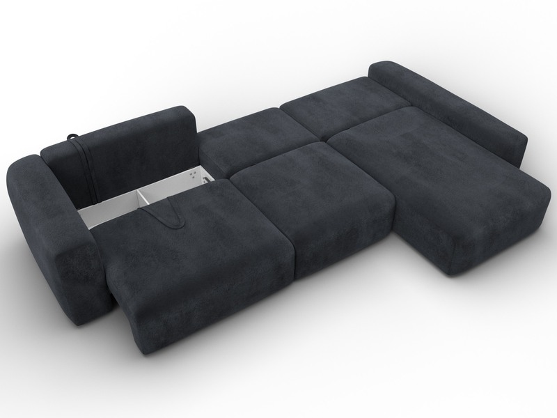 Диван угловой Лига-066 НПБ Лонг угол правый, Велюр, TOWER 11 темно-серый