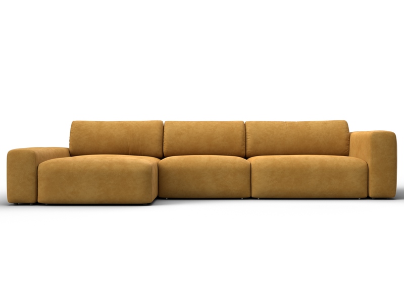 Диван угловой Лига-066 НПБ Лонг угол левый, Велюр, BRUT 10 желтый