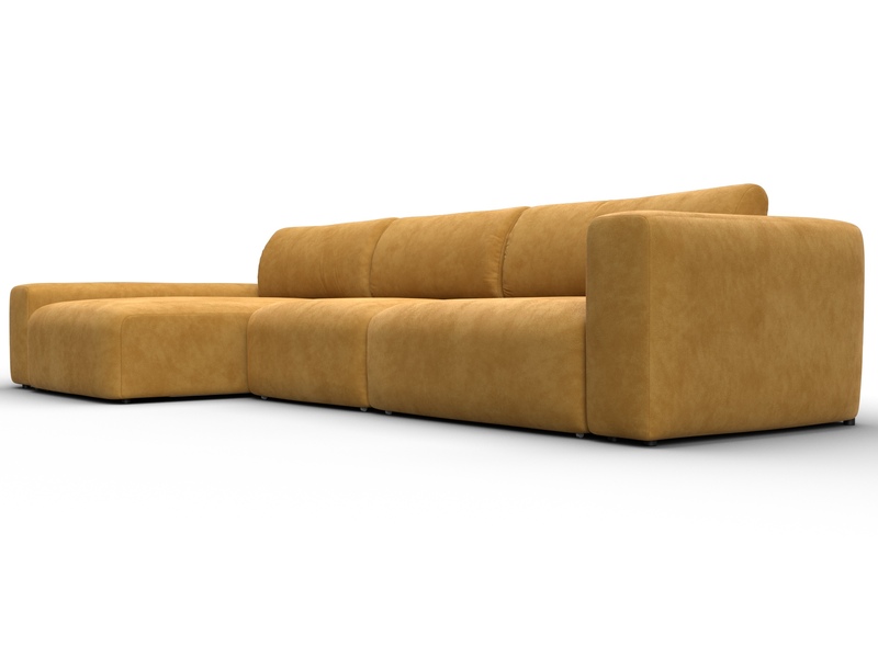 Диван угловой Лига-066 НПБ Лонг угол левый, Велюр, BRUT 10 желтый