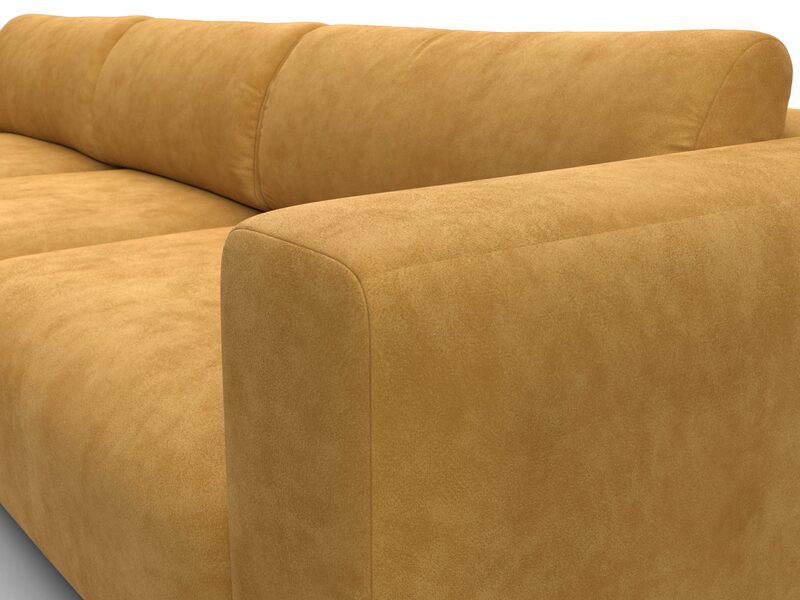 Диван угловой Лига-066 НПБ Лонг угол левый, Велюр, BRUT 10 желтый