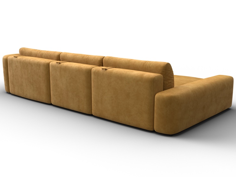 Диван угловой Лига-066 НПБ Лонг угол левый, Велюр, BRUT 10 желтый