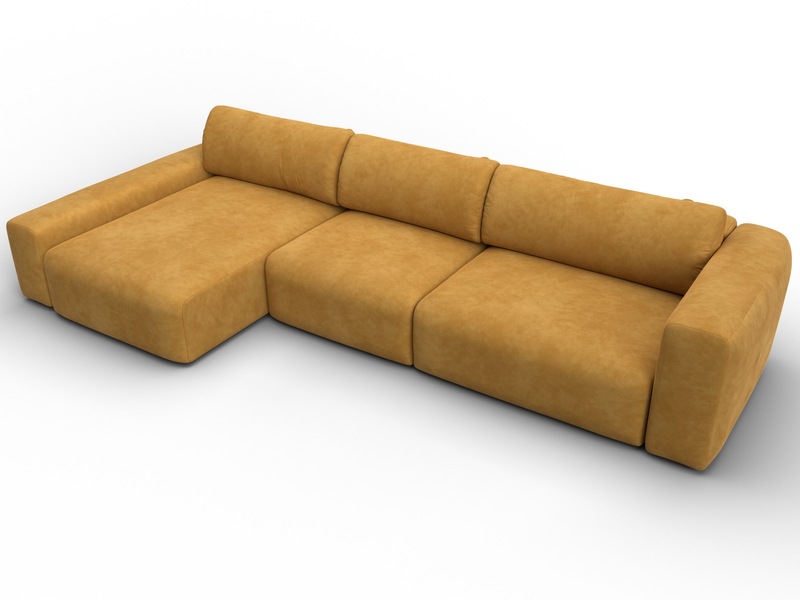 Диван угловой Лига-066 НПБ Лонг угол левый, Велюр, BRUT 10 желтый