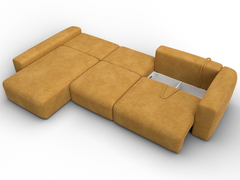 Диван угловой Лига-066 НПБ Лонг угол левый, Велюр, BRUT 10 желтый