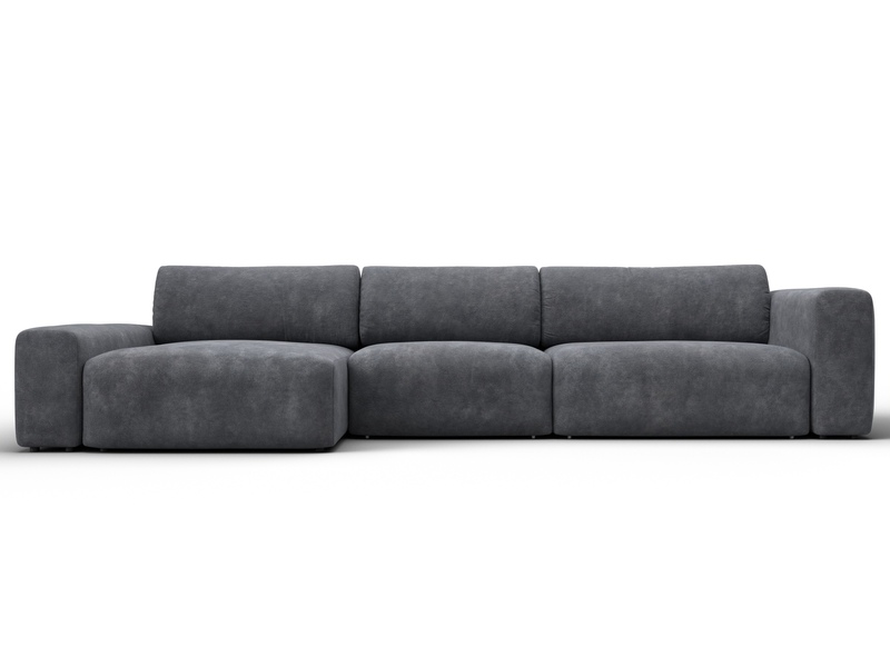 Диван угловой Лига-066 НПБ Лонг угол левый, Велюр, BRUT 16 темно-серый