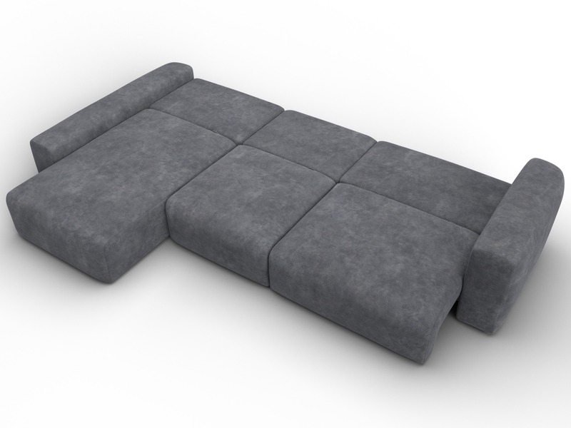 Диван угловой Лига-066 НПБ Лонг угол левый, Велюр, BRUT 16 темно-серый