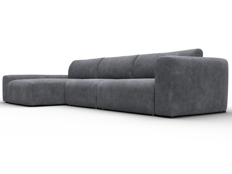 Диван угловой Лига-066 НПБ Лонг угол левый, Велюр, BRUT 16 темно-серый