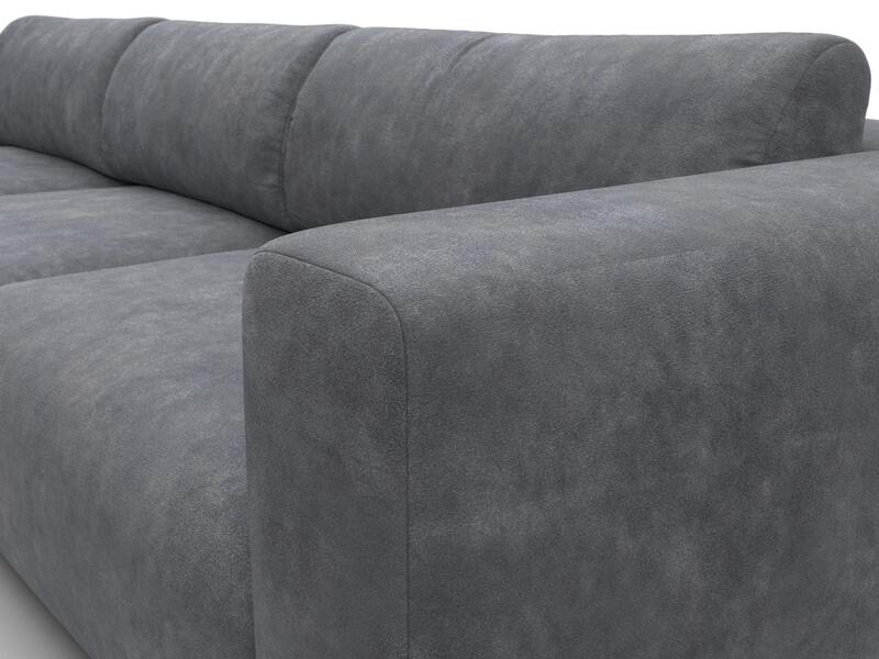 Диван угловой Лига-066 НПБ Лонг угол левый, Велюр, BRUT 16 темно-серый