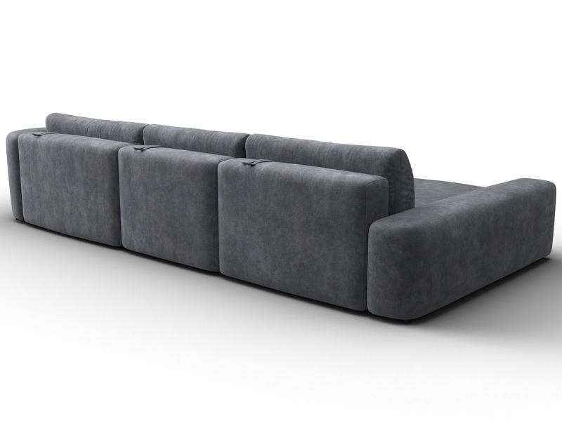 Диван угловой Лига-066 НПБ Лонг угол левый, Велюр, BRUT 16 темно-серый