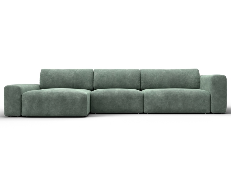 Диван угловой Лига-066 НПБ Лонг угол левый, Велюр, BRUT 08 зеленый