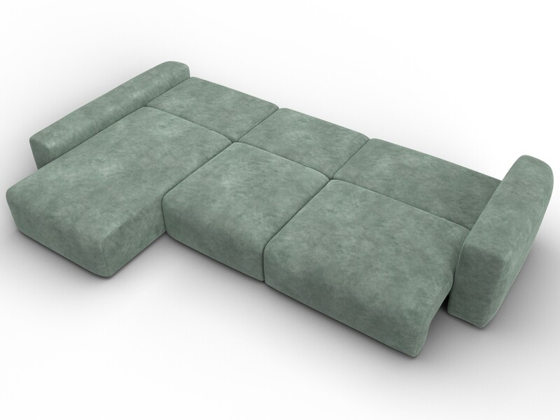 Диван угловой Лига-066 НПБ Лонг угол левый, Велюр, BRUT 08 зеленый