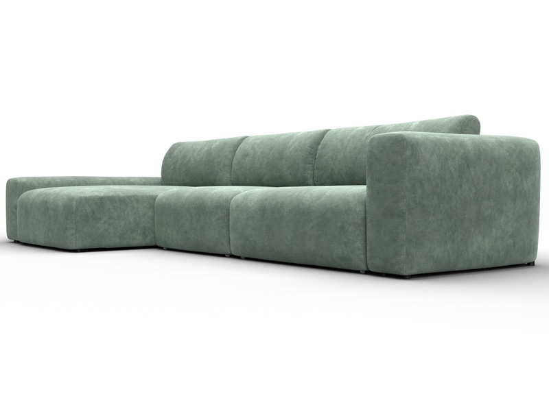 Диван угловой Лига-066 НПБ Лонг угол левый, Велюр, BRUT 08 зеленый