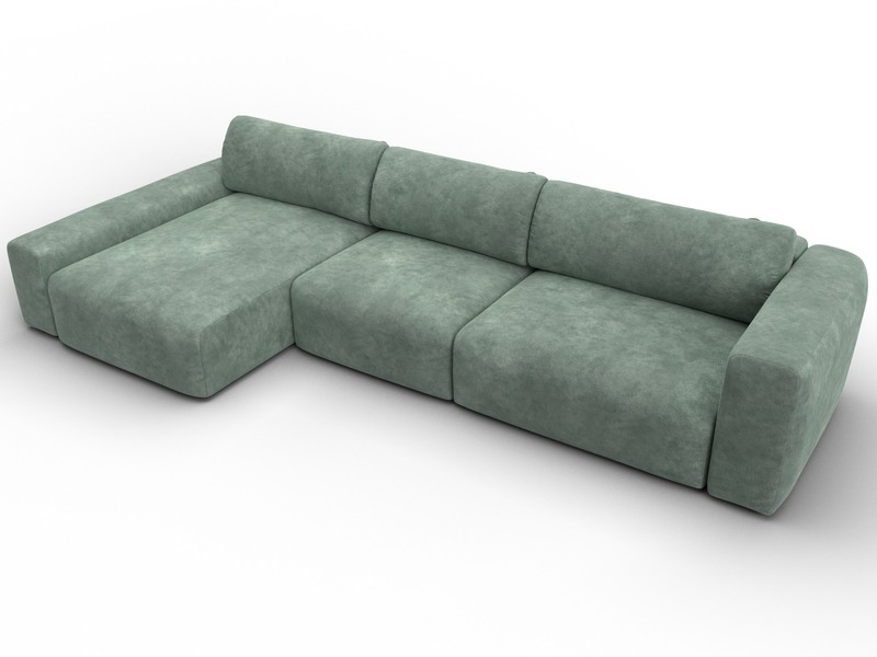 Диван угловой Лига-066 НПБ Лонг угол левый, Велюр, BRUT 08 зеленый
