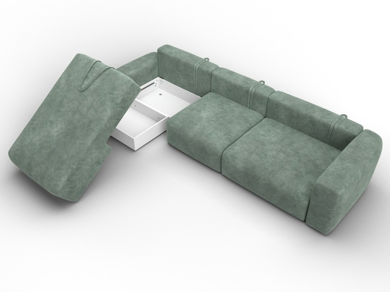 Диван угловой Лига-066 НПБ Лонг угол левый, Велюр, BRUT 08 зеленый