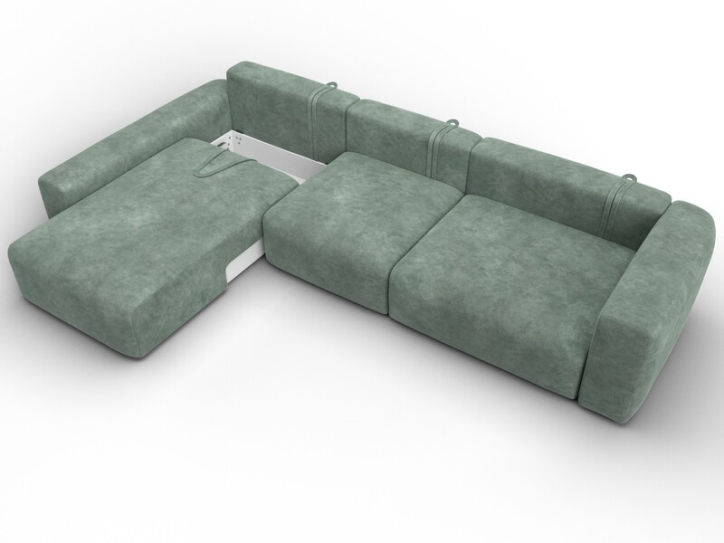 Диван угловой Лига-066 НПБ Лонг угол левый, Велюр, BRUT 08 зеленый