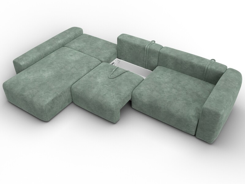 Диван угловой Лига-066 НПБ Лонг угол левый, Велюр, BRUT 08 зеленый