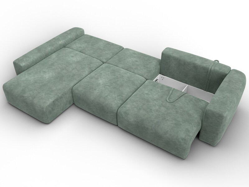 Диван угловой Лига-066 НПБ Лонг угол левый, Велюр, BRUT 08 зеленый