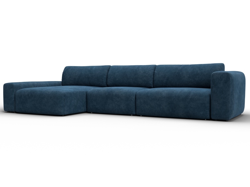 Диван угловой Лига-066 НПБ Лонг угол левый, Велюр, BRUT 11 синий