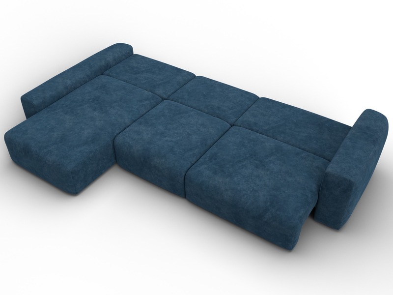 Диван угловой Лига-066 НПБ Лонг угол левый, Велюр, BRUT 11 синий