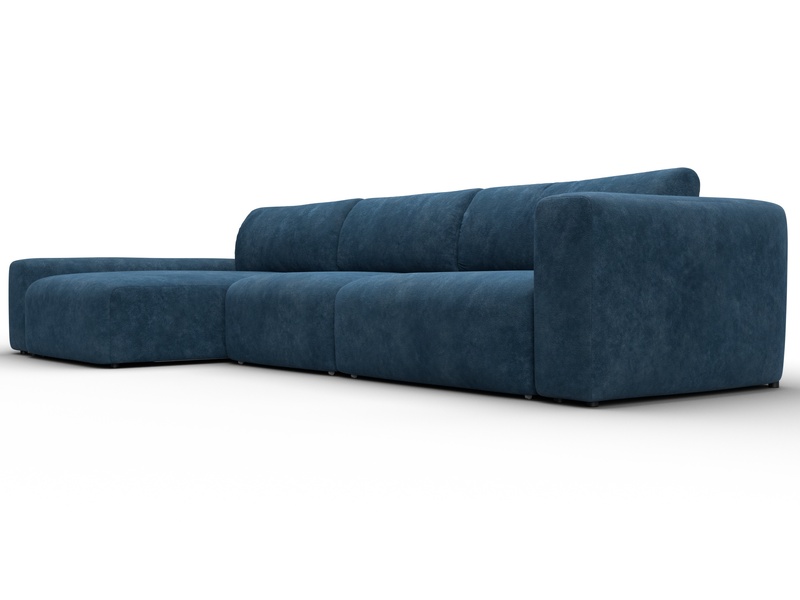 Диван угловой Лига-066 НПБ Лонг угол левый, Велюр, BRUT 11 синий