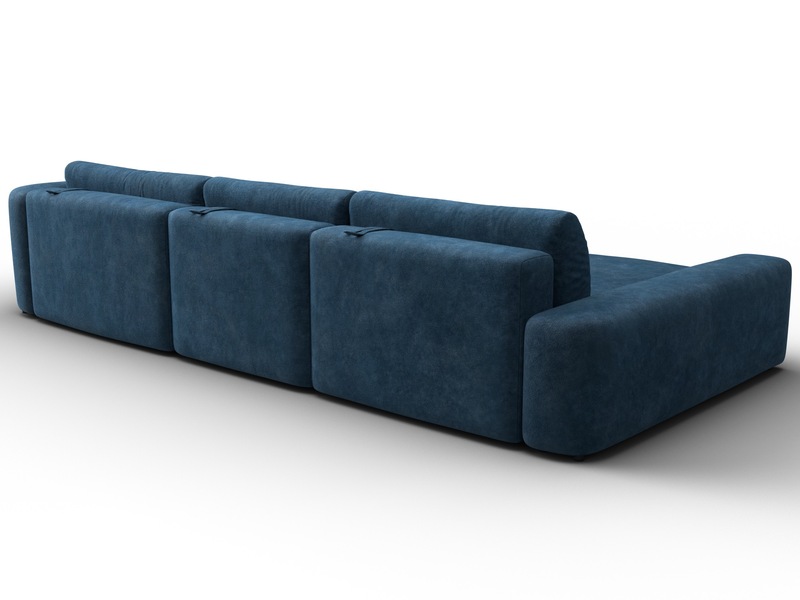 Диван угловой Лига-066 НПБ Лонг угол левый, Велюр, BRUT 11 синий