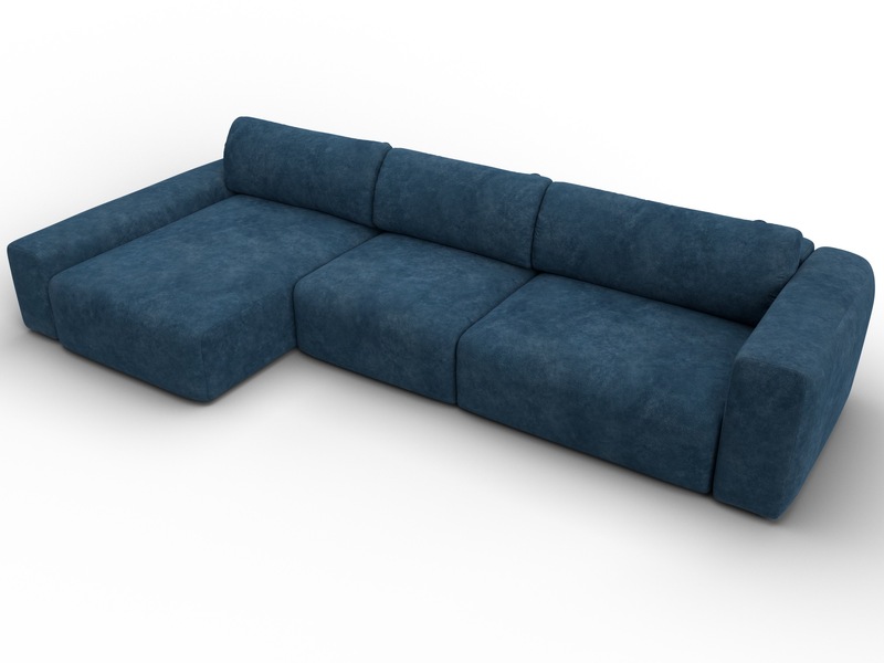 Диван угловой Лига-066 НПБ Лонг угол левый, Велюр, BRUT 11 синий
