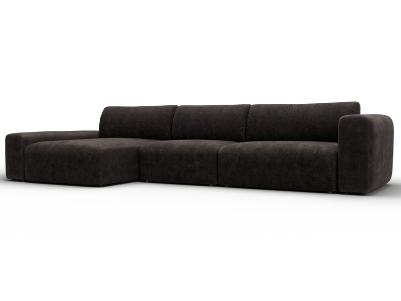 Диван угловой Лига-066 НПБ Лонг угол левый, Велюр, BRUT 17 коричневый