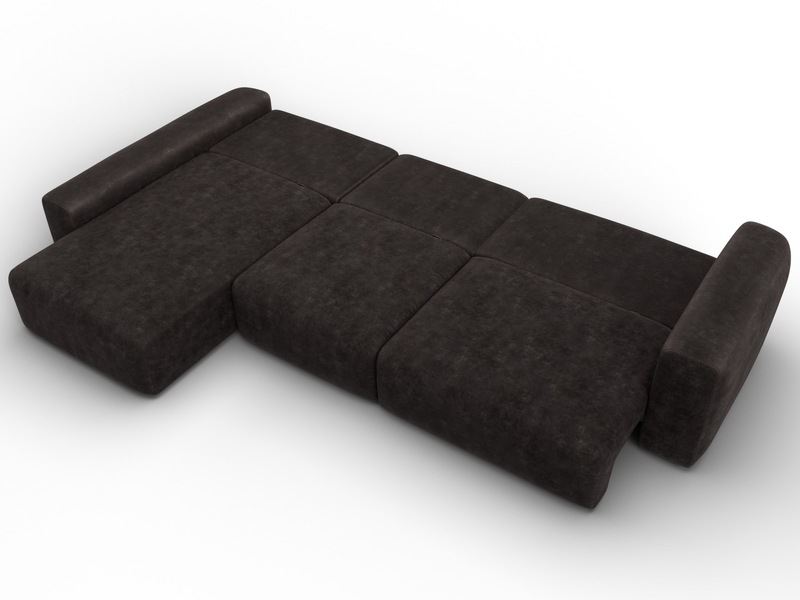 Диван угловой Лига-066 НПБ Лонг угол левый, Велюр, BRUT 17 коричневый