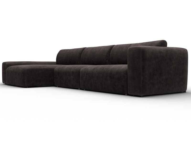 Диван угловой Лига-066 НПБ Лонг угол левый, Велюр, BRUT 17 коричневый