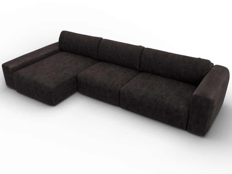 Диван угловой Лига-066 НПБ Лонг угол левый, Велюр, BRUT 17 коричневый