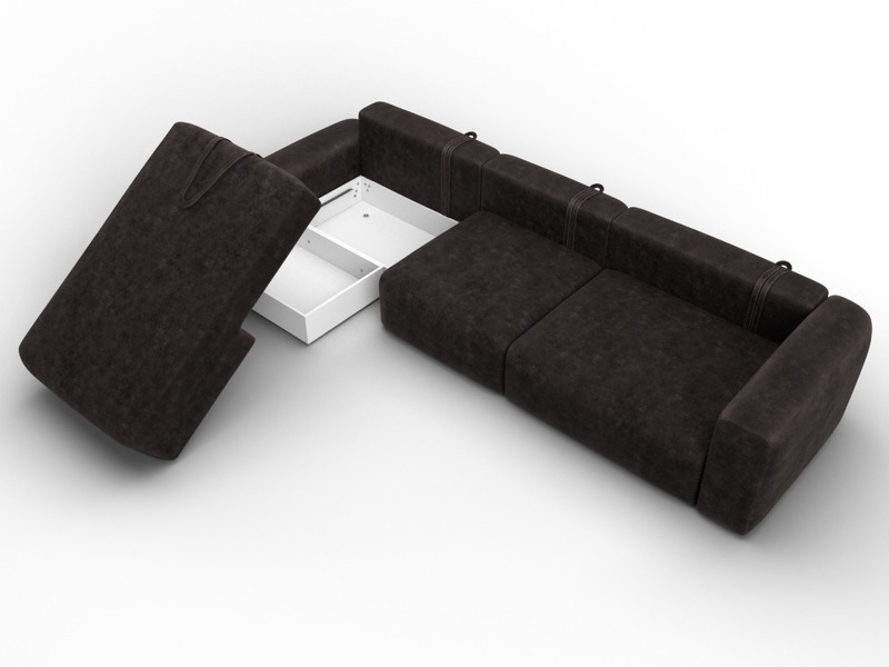 Диван угловой Лига-066 НПБ Лонг угол левый, Велюр, BRUT 17 коричневый