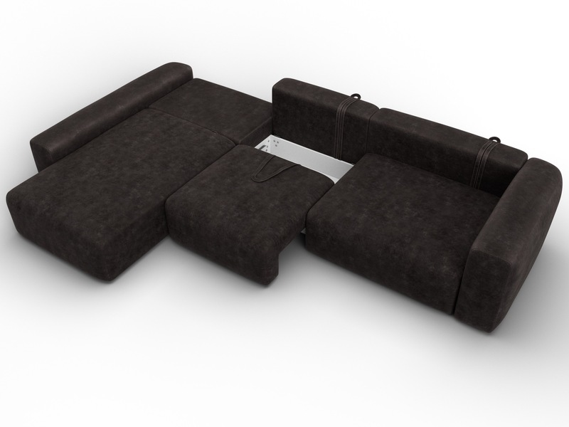 Диван угловой Лига-066 НПБ Лонг угол левый, Велюр, BRUT 17 коричневый