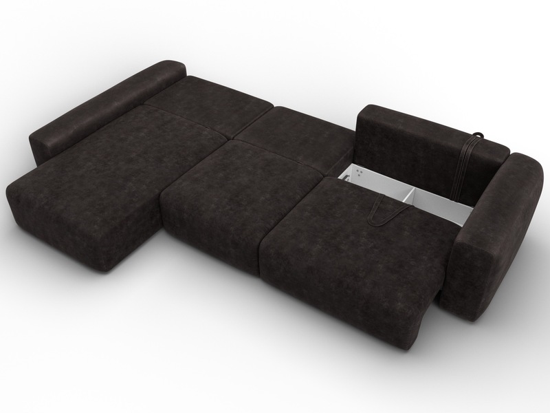 Диван угловой Лига-066 НПБ Лонг угол левый, Велюр, BRUT 17 коричневый