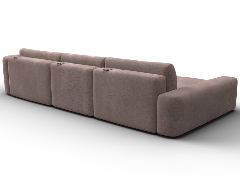 Диван угловой Лига-066 НПБ Лонг угол левый, Велюр, TOWER 05 бежевый