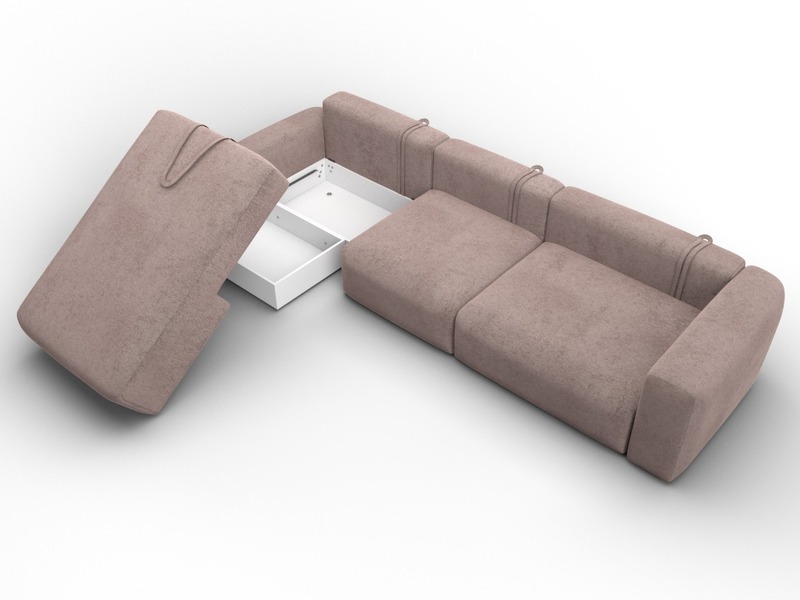 Диван угловой Лига-066 НПБ Лонг угол левый, Велюр, TOWER 05 бежевый