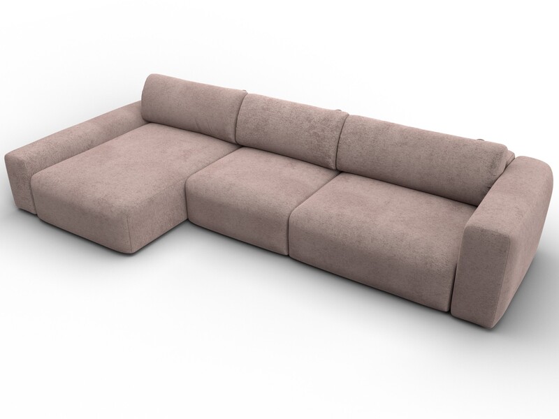 Диван угловой Лига-066 НПБ Лонг угол левый, Велюр, TOWER 05 бежевый